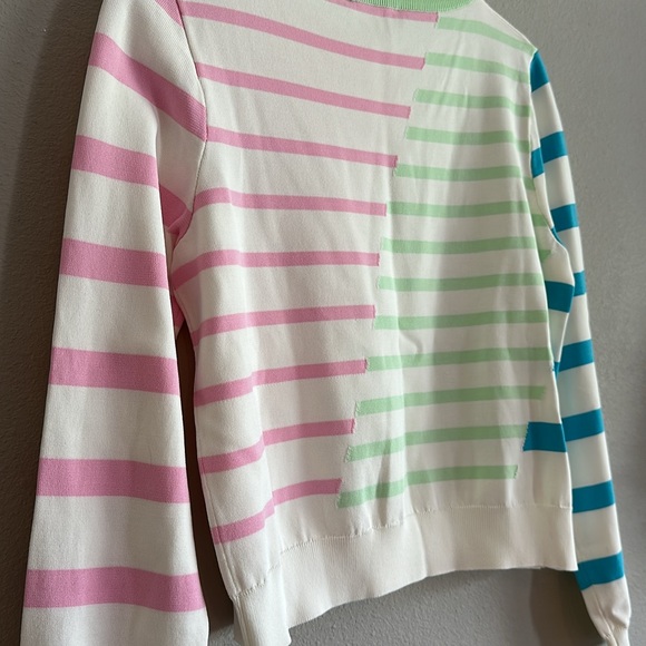 NWT Solid & Striped The Mackenzie Pullover Sweater Pink/White/Green/Blue Medium - Picture 10 of 12